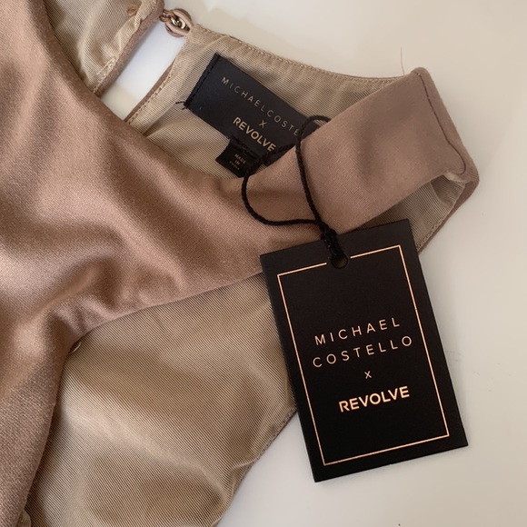Michael Costello x REVOLVE Rylan Midi Dress in Taupe Size L - Picture 10 of 10